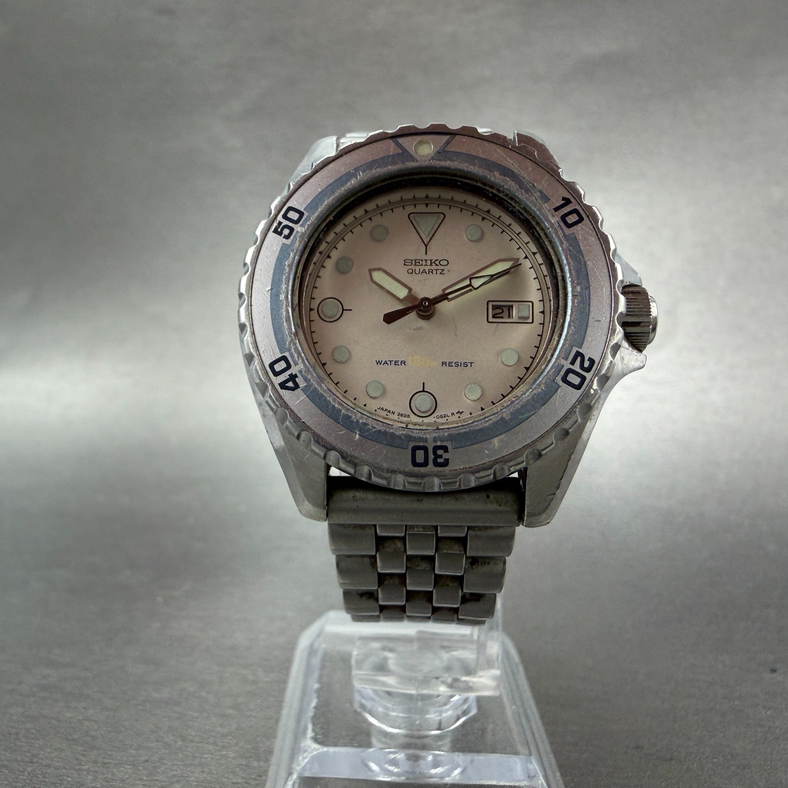 Seiko Dive Watch Women 34mm White Dial Silver Tone Date 2625-0170 New Battery5