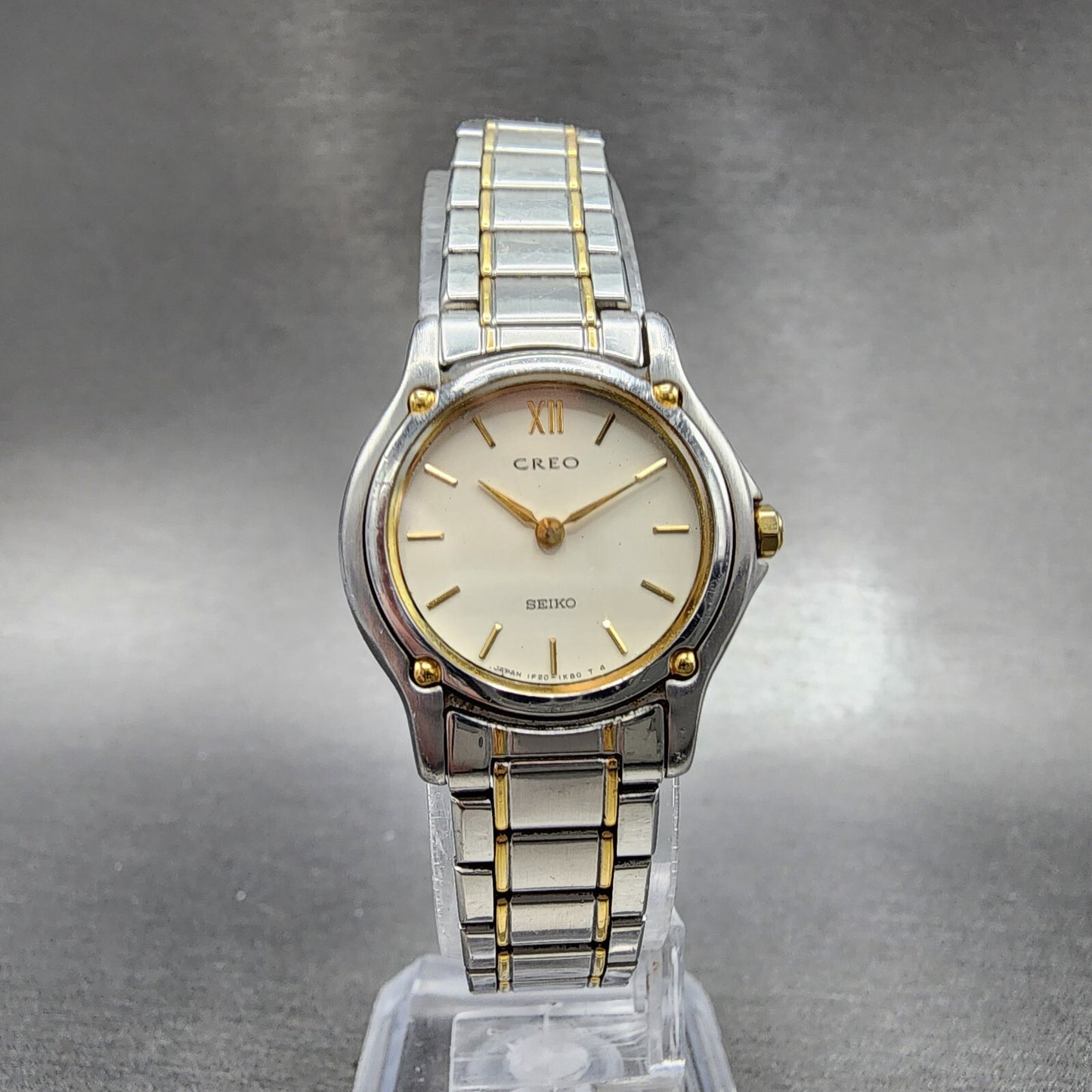 Seiko Creo Watch Women 24mm Cream Dial Two Tone Round 1F200G50 New Battery5