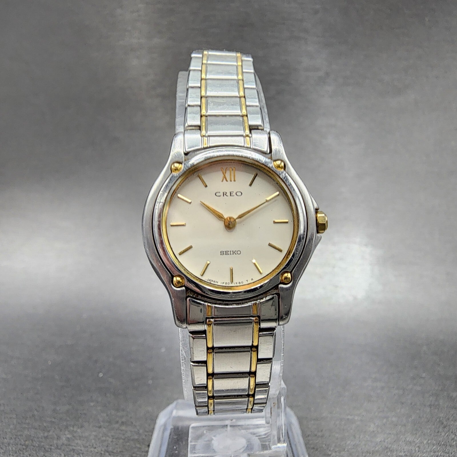 Seiko Creo Watch Women 24mm Cream Dial Two Tone Round 1F200G50 New Battery5