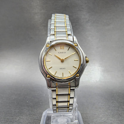 Seiko Creo Watch Women 24mm Cream Dial Two Tone Round 1F200G50 New Battery5