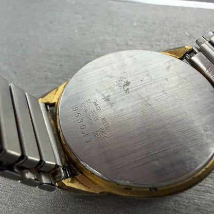 Seiko Watch Men 34mm White Dial Gold Tone Date Round 5Y39-8059 PARTS10