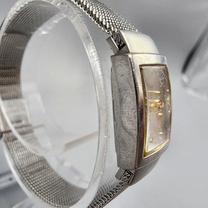 SKagen Tank Watch Women Silver Tone Silver Dial 14mm Rectangle 490SGS New Batt