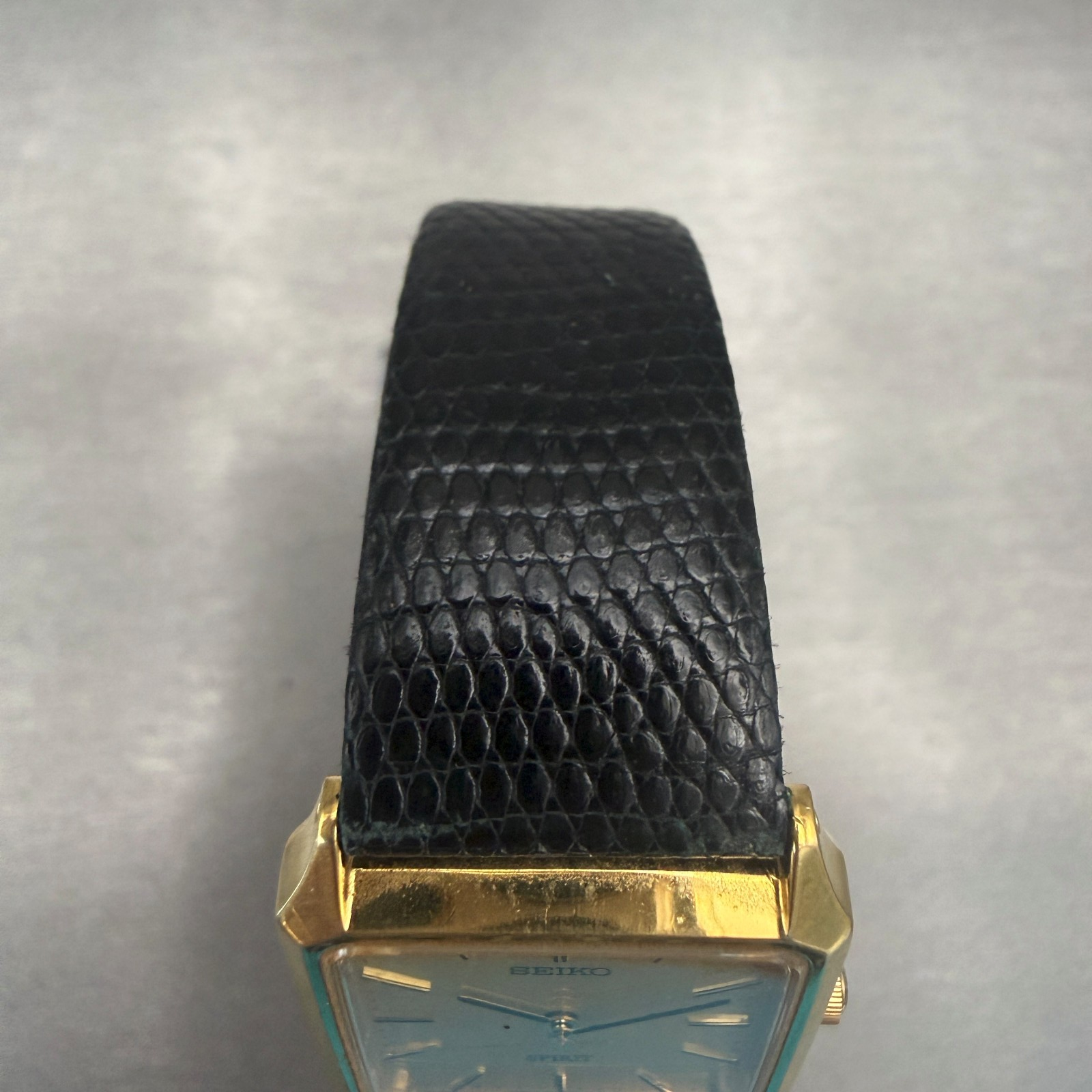 Seiko Spirit Watch Men 25mm Gold Dial Gold Tone Rectangle 7N01-5180 New Battery4