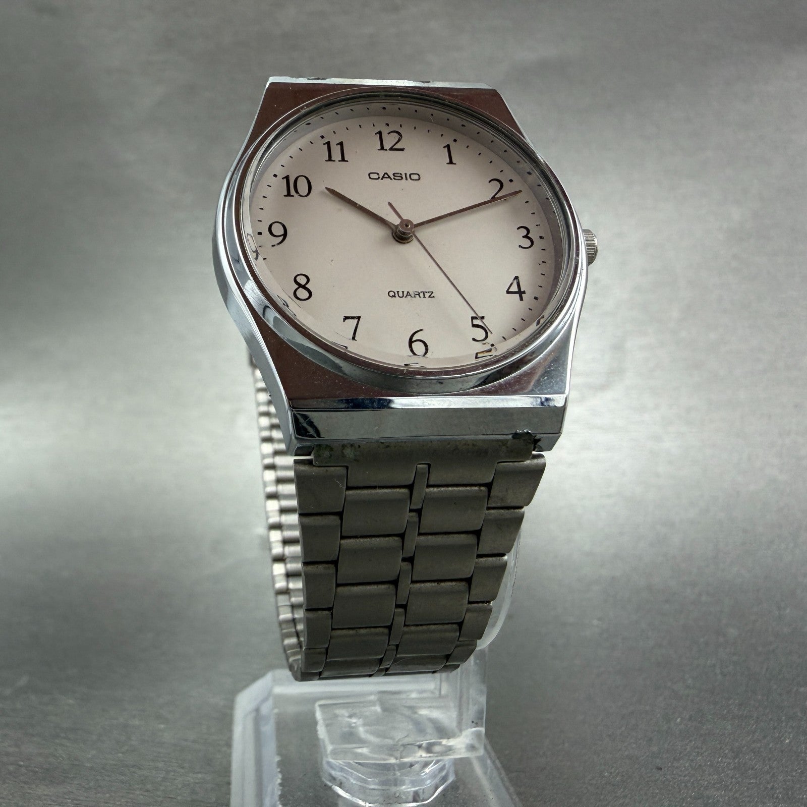 Casio MQ-336 Watch Men 33mm White Dial Silver Tone Round New Battery Vintage PL36