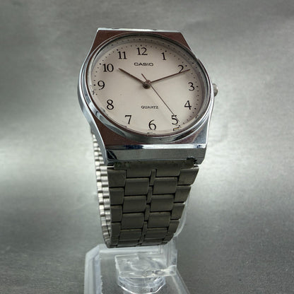 Casio MQ-336 Watch Men 33mm White Dial Silver Tone Round New Battery Vintage PL36