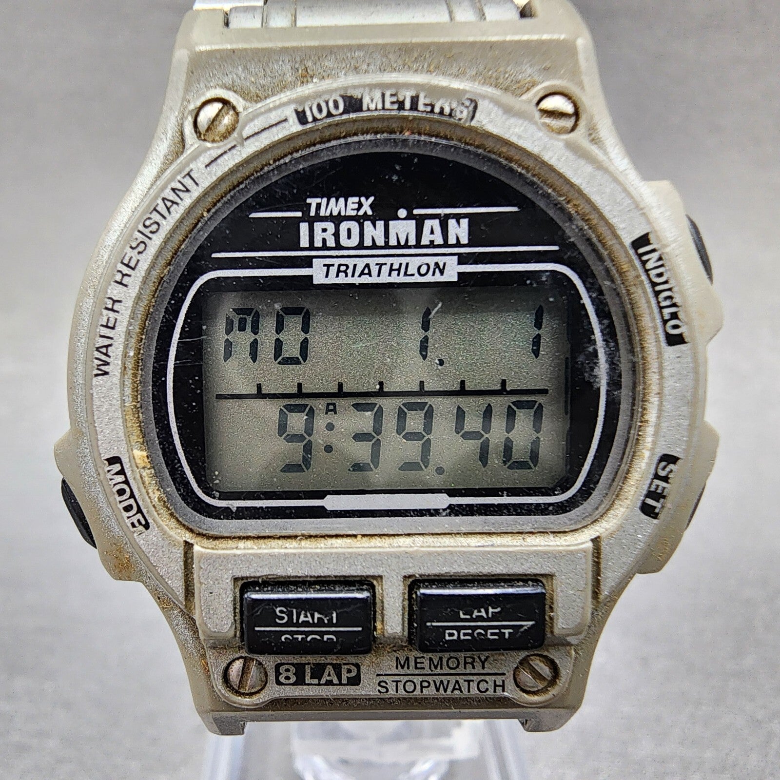 Timex Ironman Watch Women 32mm Digital Silver Tone Round New Battery VTG1