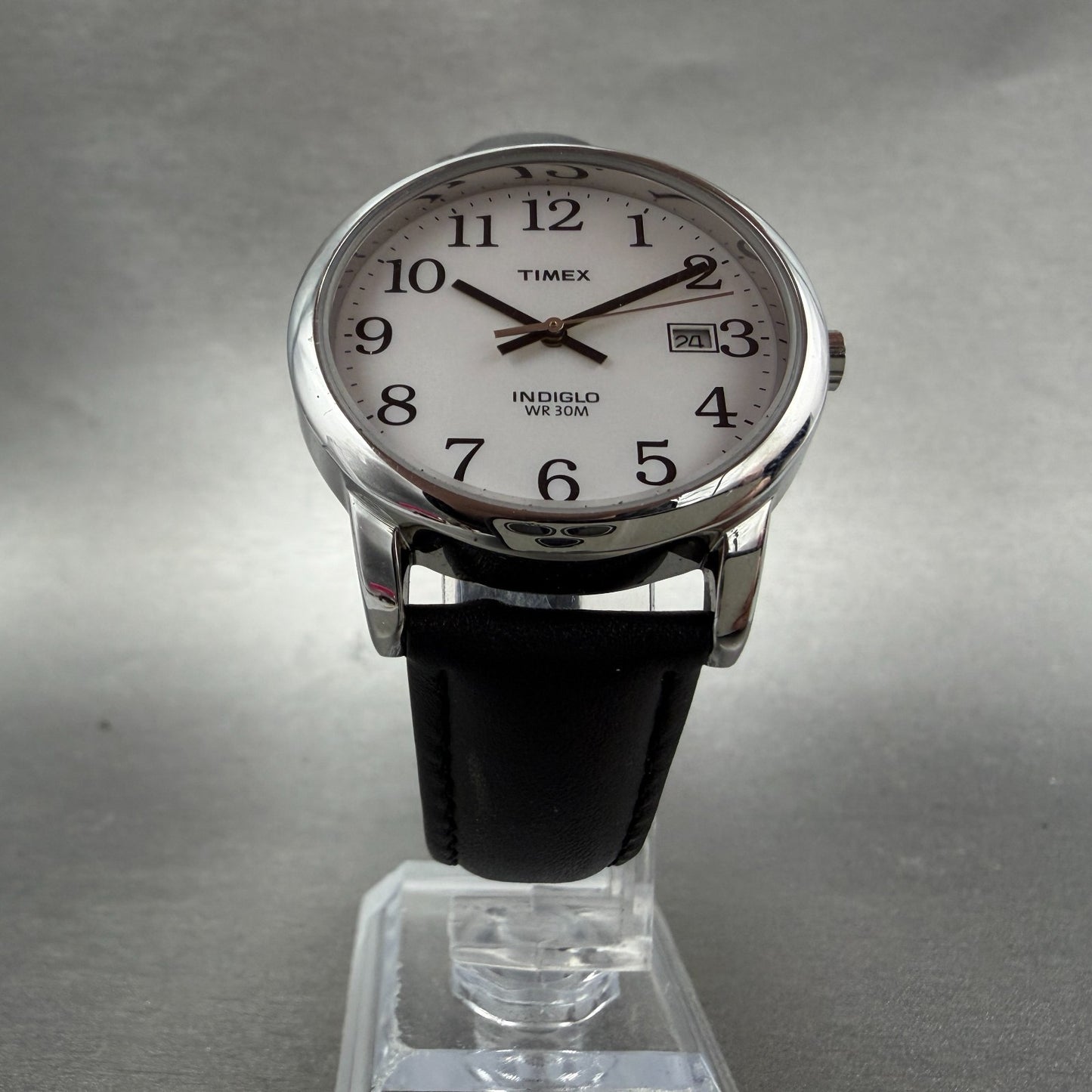 Timex Easy Reader Watch Men 35mm White Dial Silver Tone Round New Battery ABC5