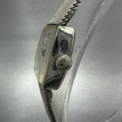 Omega Tank Watch Women 15mm Silver Dial 10K Gold Filled  Manual Wind Cal 4852