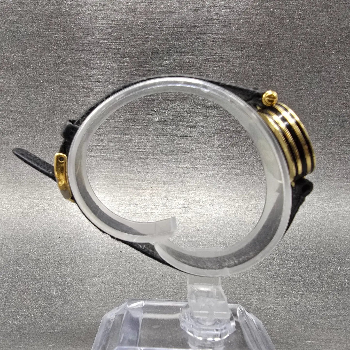 Gucci 2000L Watch Women 22mm Black Dial Gold Plated Round New Battery VTG NER8
