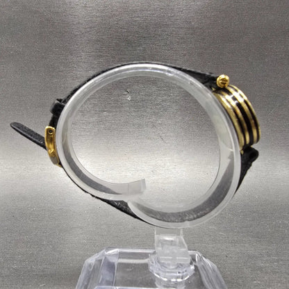 Gucci 2000L Watch Women 22mm Black Dial Gold Plated Round New Battery VTG NER8