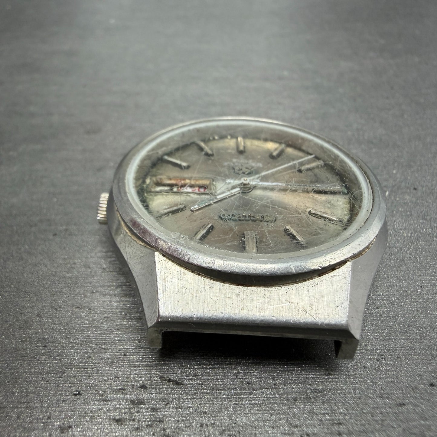 Seiko SQ Watch Men 36mm Silver Dial Silver Tone Daydate Round 0903-7019 PARTS5