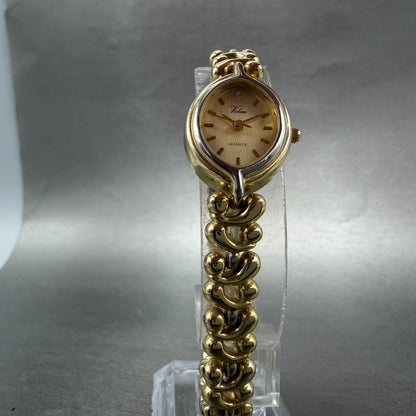 Citizen Q&Q Voken Watch Women 18mm Champagne Dial Gold Tone Oval New Battery5