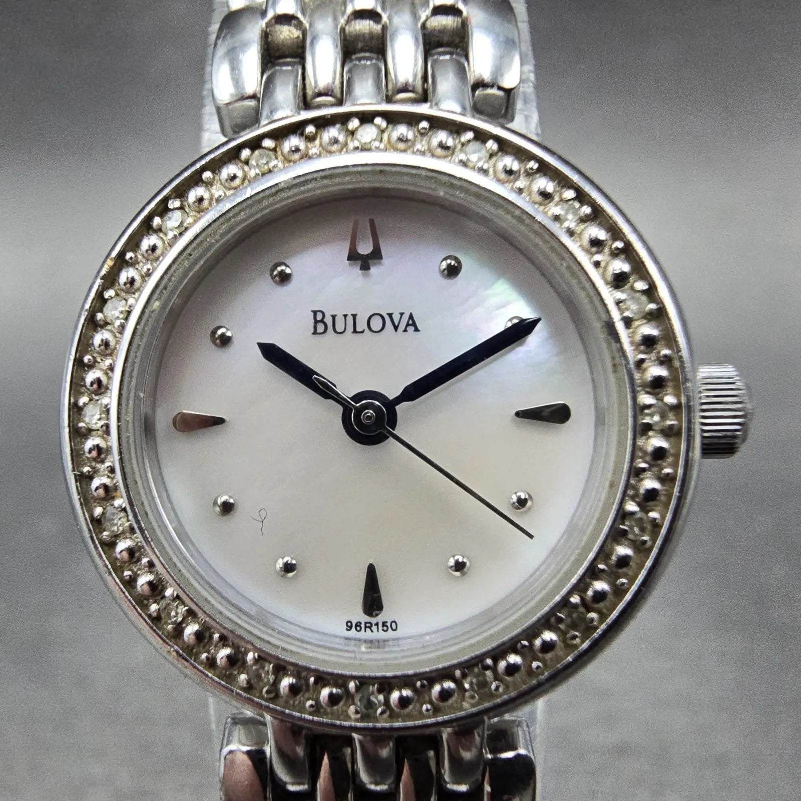 Bulova Watch Women 24mm MOP Dial Silver Tone Round READ!!!!!! 96R150 New Battery1