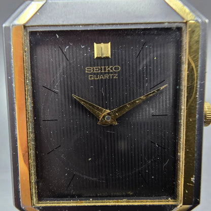 Seiko Tank Watch Men 26mm Gray Dial Two Tone Octagon 7430-5479 New Battery W/Box3