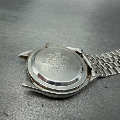 Citizen Seven Star Watch Men 35mm Silver Dial Silver Tone Daydate 4-140214 PARTS12