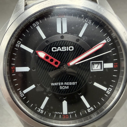 Casio MTP-E700 Watch Men 39mm Black Dial  Silver Tone Metal Date Bracelet Round1