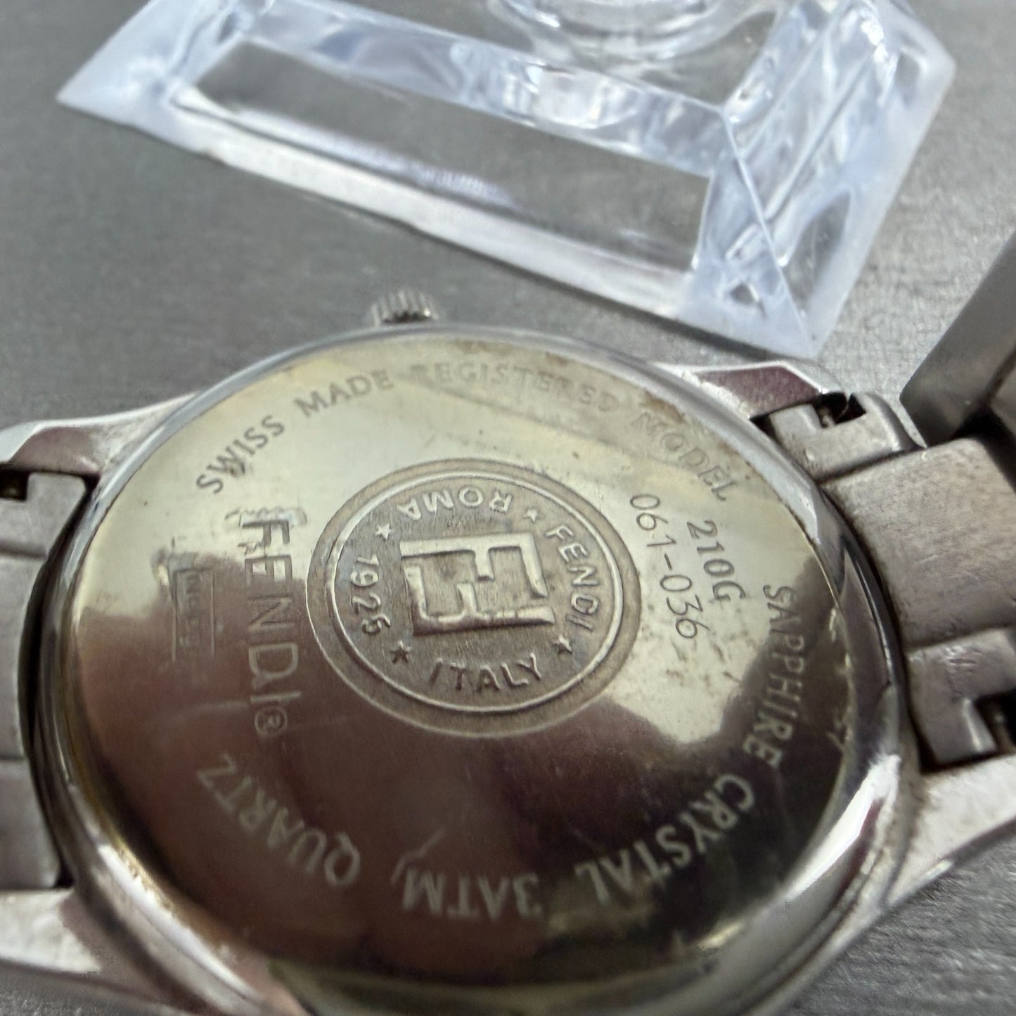 Fendi Orologi Watch Men 35mm Silver Dial Silver Tone Date Round 061-036 New Batt9