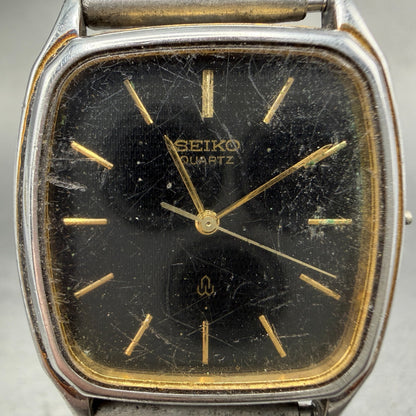Seiko Tank Watch Men 31mm Black Dial Silver Tone Rectangle 6030-5190 PARTS2