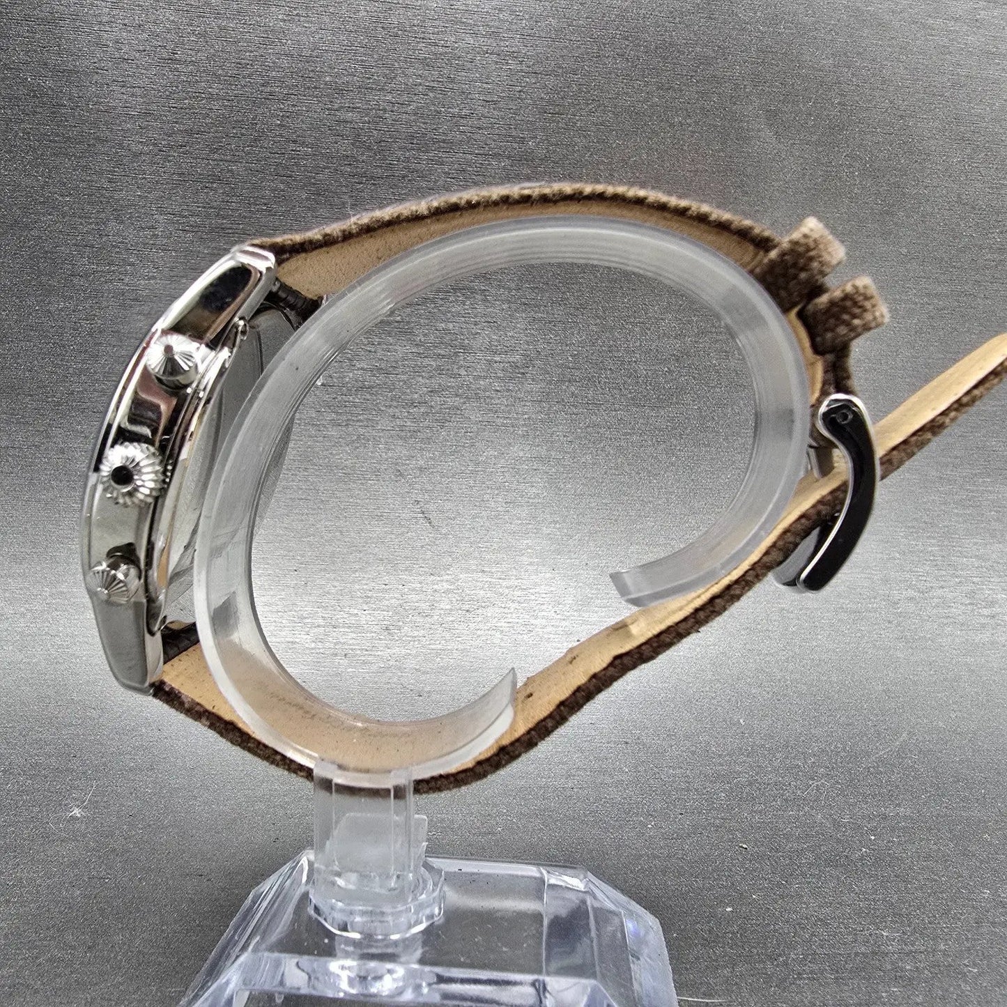 Tommy Bahama Panama-Crono Watch Men 42mm Cream Dial Steel Date TB1137 New Batt6