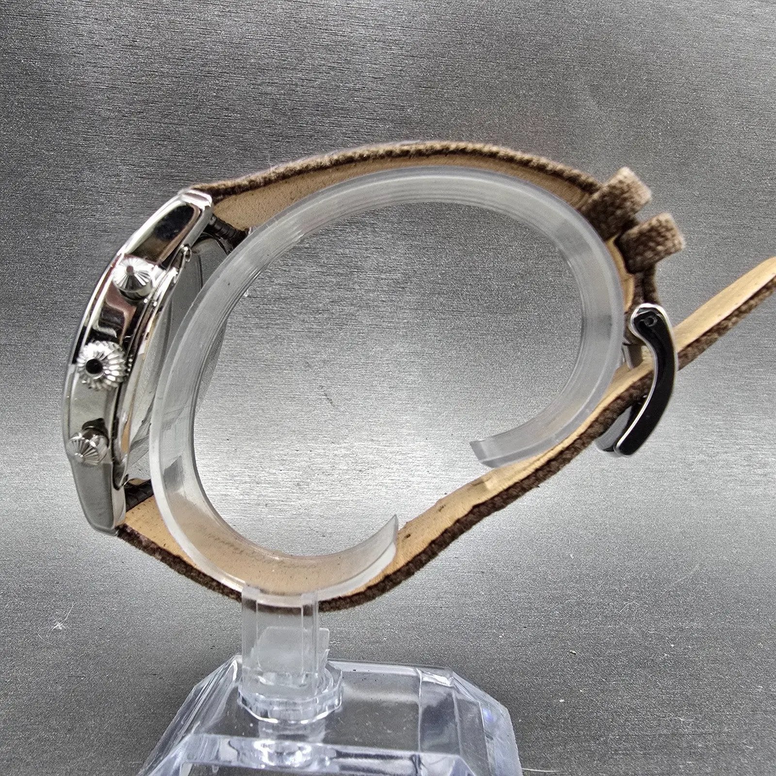 Tommy Bahama Panama-Crono Watch Men 42mm Cream Dial Steel Date TB1137 New Batt6