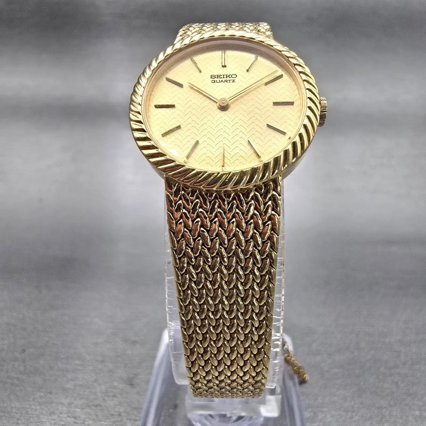 Seiko Watch Women 22mm Gold Dial Gold Tone Round 1400-0479 New Battery Vintage5