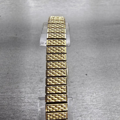 Seiko Watch Women 17mm Gold Dial Gold Tone Rectangle 2Y00-5B49 New Battery VTG F7