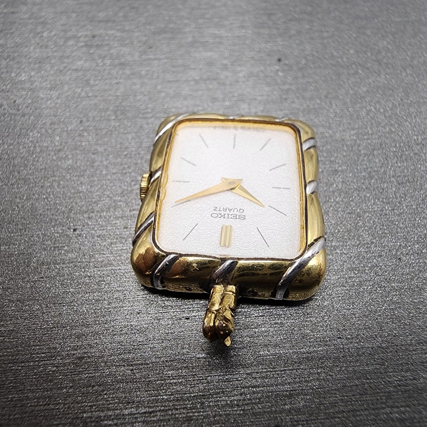 Seiko Pendent Watch Women 18mm Silver Dial Two Tone 2c205470 New Battery READ!!4