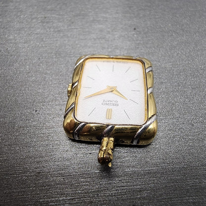 Seiko Pendent Watch Women 18mm Silver Dial Two Tone 2c205470 New Battery READ!!4