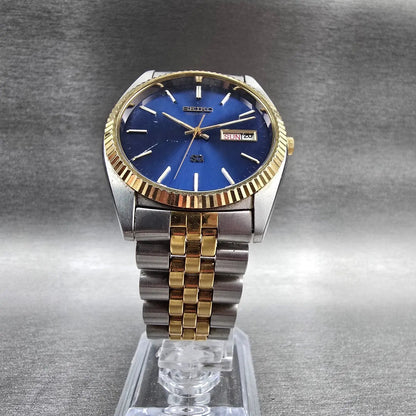 Seiko President Watch Men 37mm Blue Dial Two Tone Daydate 5Y23-8A69 New Battery65