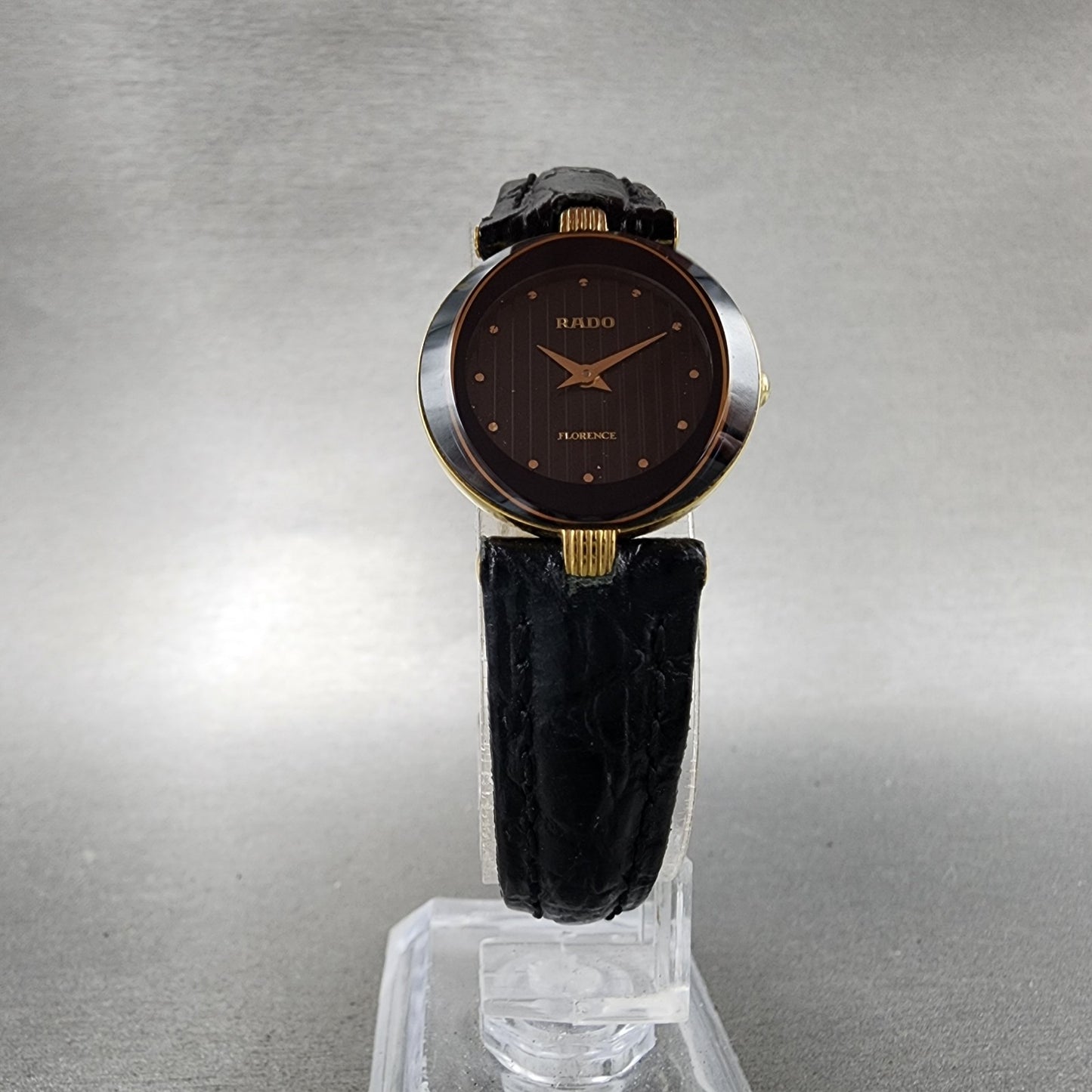 Rado Florence Watch Women 23mm Black Dial Gold Tone Oval 153.3695.2 New Battery5