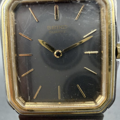 Seiko Tank Watch Men 27mm Gray Dial Gray & Gold Tone 9020-5169 New Battery1