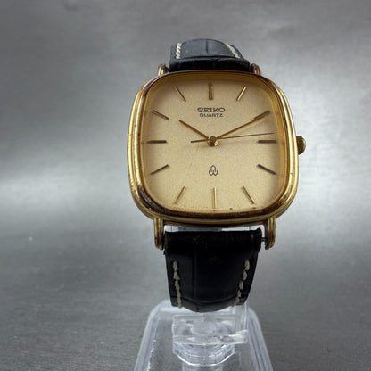 Seiko Watch Men 30mm Champagne Dial Gold Tone Rectangle 6431-5070 New Battery5