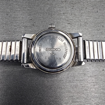 Seiko Watch Women 27mm Silver Dial Silver Tone Date Round 2118-0230 Manual Wind10