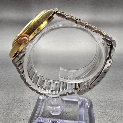 Seiko SQ Watch Men 34mm Champagne Dial Gold Tone Daydate 5H23-8A09 New Battery6