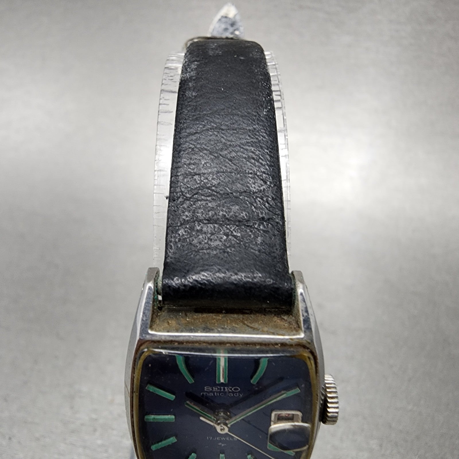 Seiko Matic Lady Tank Watch Women 20mm Blue Dial Steel Date 25173211 PARTS5