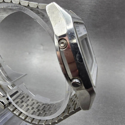 Seiko Watch Men 34mm Digital Silver Chronograph Rectangle A229-5010 PARTS VTG4
