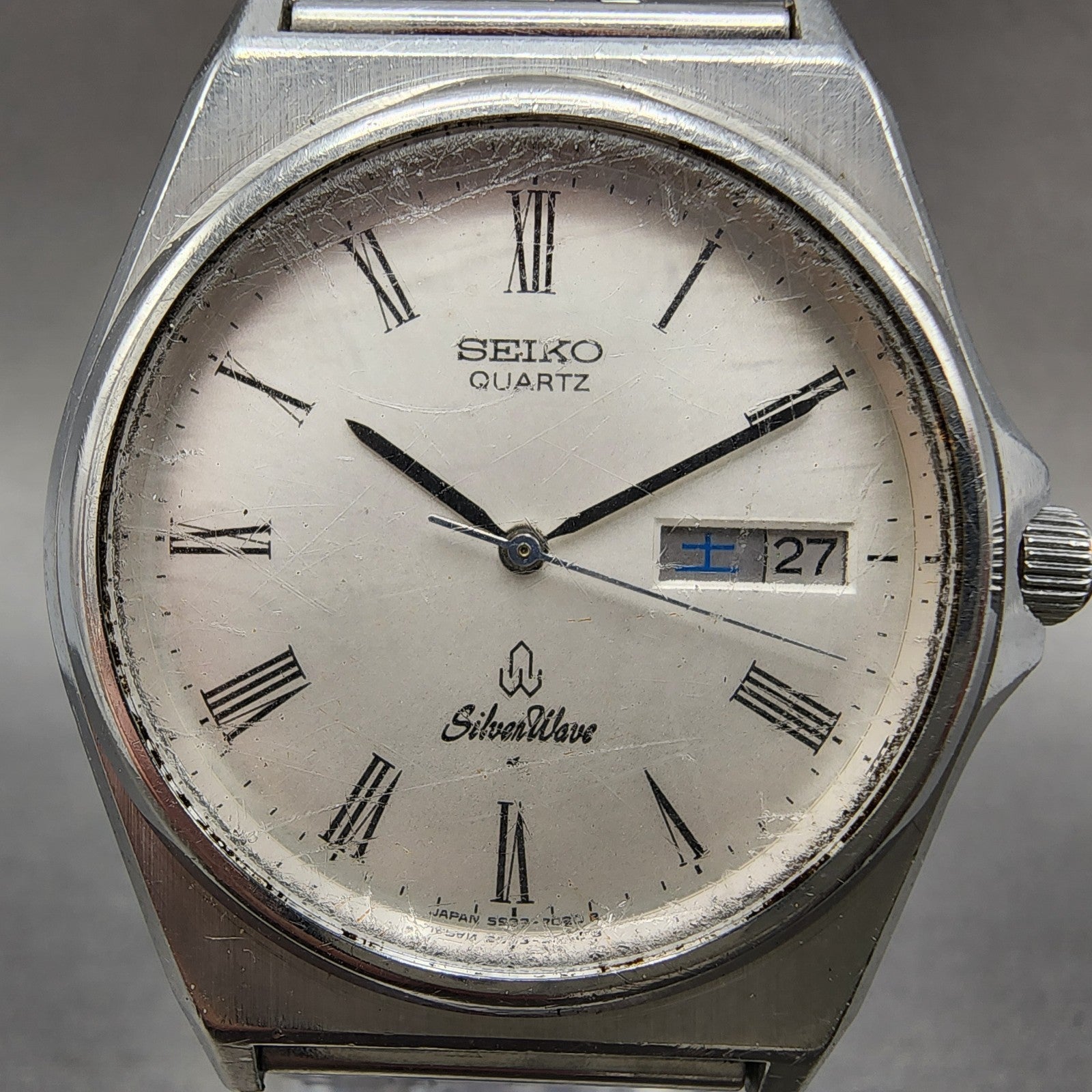 Seiko SilverWave Watch Men 35mm Silver  Dial Steel Daydate 59337020 New Battery1