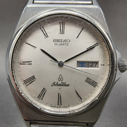 Seiko SilverWave Watch Men 35mm Silver  Dial Steel Daydate 59337020 New Battery1