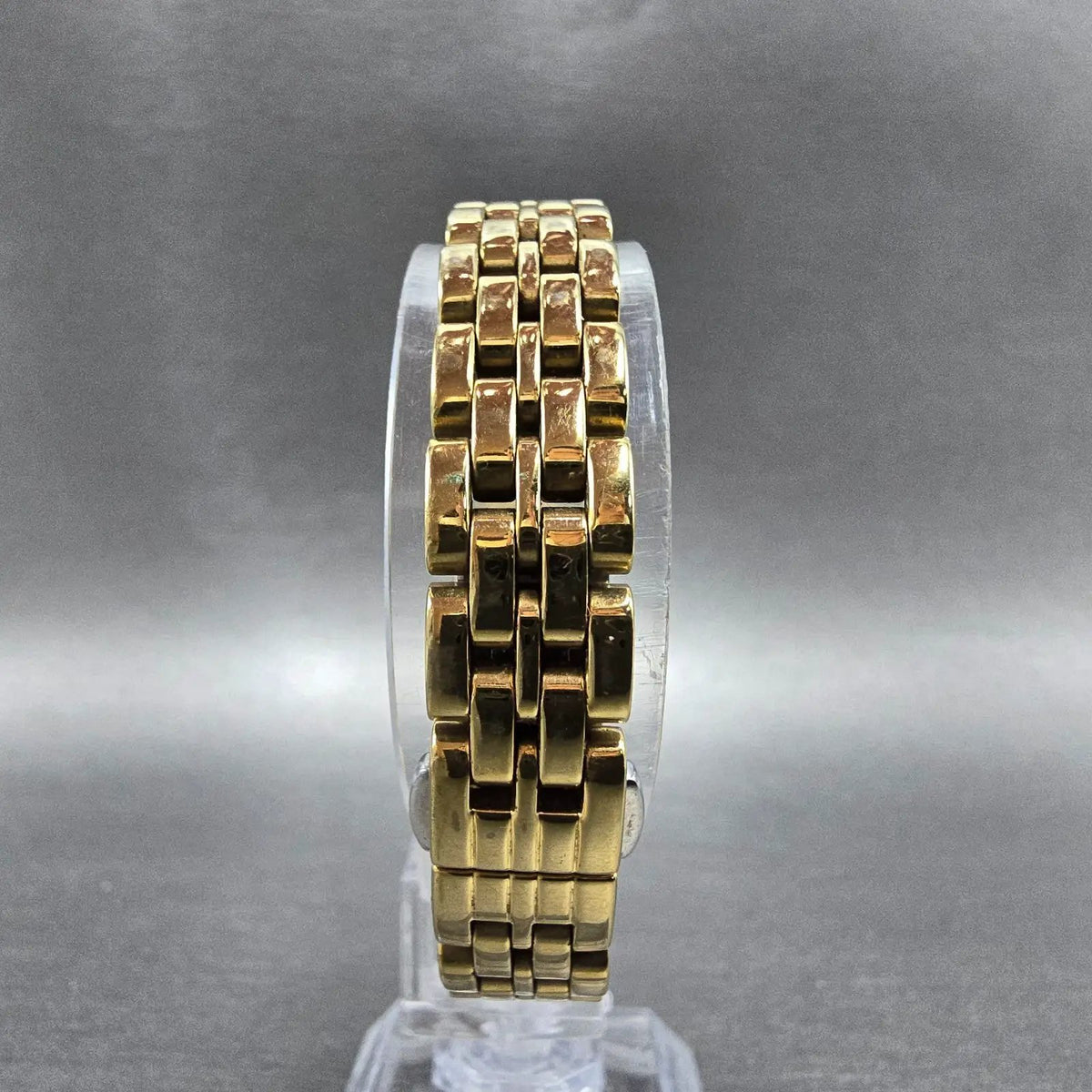 Citizen Eco-Drive Tank Watch Women 14mm White Dial Gold Crystal Bezel Works7