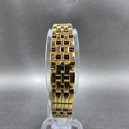 Citizen Eco-Drive Tank Watch Women 14mm White Dial Gold Crystal Bezel Works7