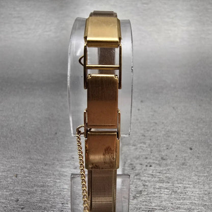 Seiko Tank Watch Women 13mm Gold Dial Gold Tone Rectangle 2E20-5139 New Battery7