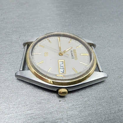 Seiko SQ Watch Men 33mm Gray Dial Two Tone Round Daydate 5y236020 PARTS6