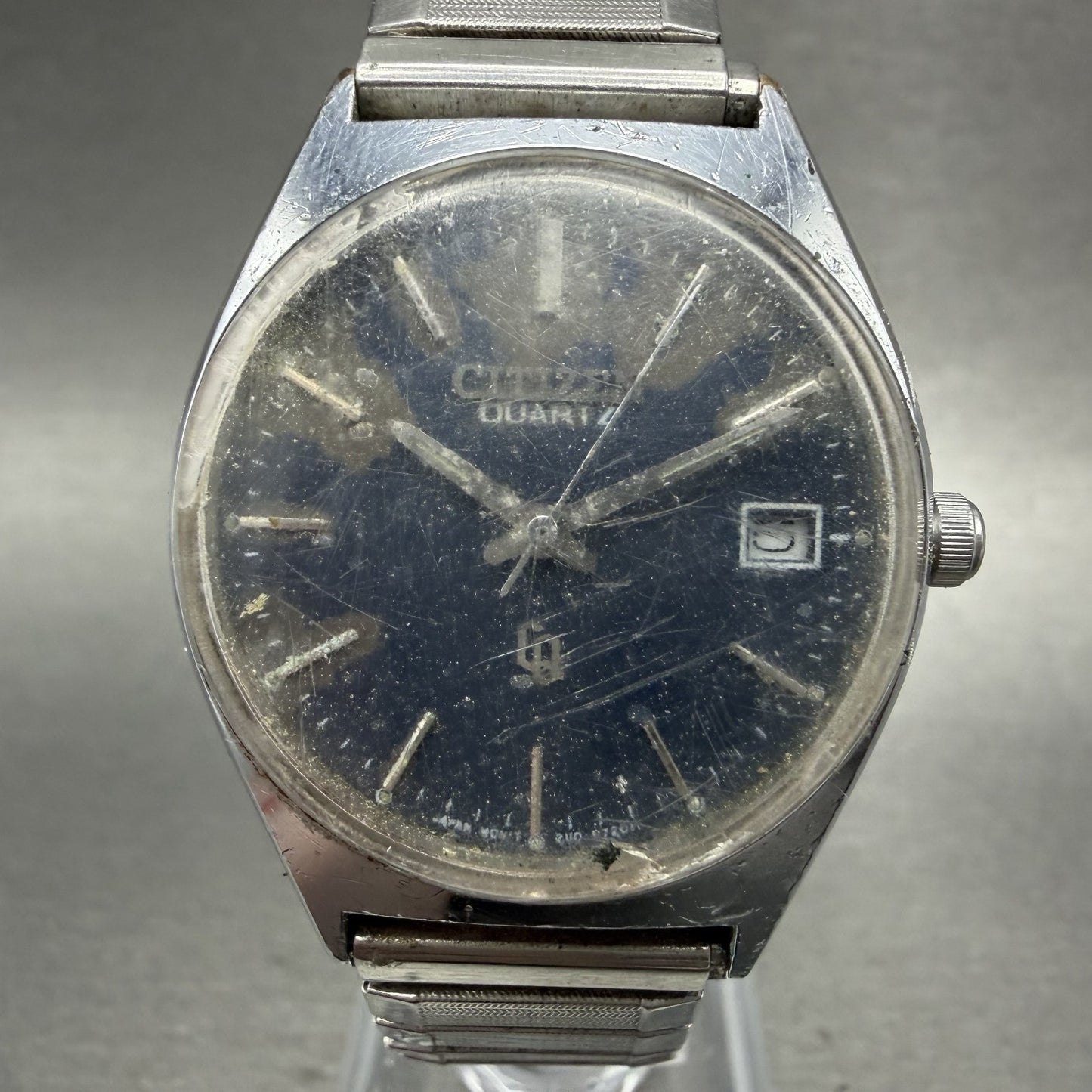 Citizen CQ Watch Men 32mm Blue Dial Silver Tone Date Round 2110892208 New Bat0