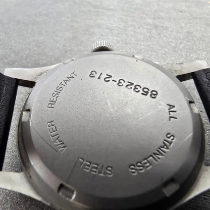 Eddie Bauer Watch Men 34mm Black Dial Silver Tone Date Round Leather New battery10