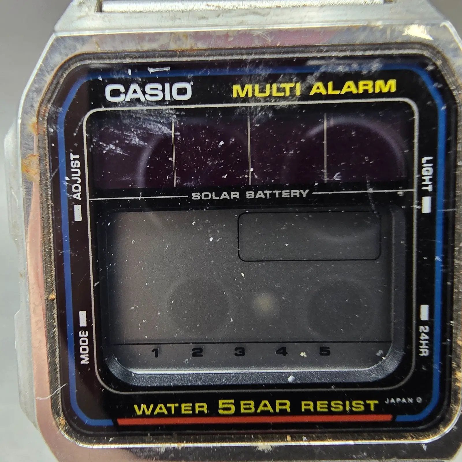 Casio WL-50 Watch Men 32mm Silver Alarm Chronograph Solar Digital PARTS Vintage2