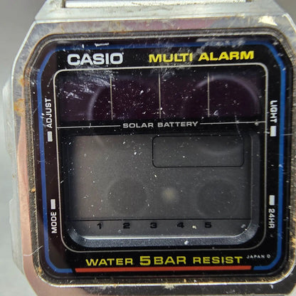 Casio WL-50 Watch Men 32mm Silver Alarm Chronograph Solar Digital PARTS Vintage2