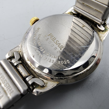 Pulsar Watch Women 22mm Silver Dial Two Tone Date Round VJ22-X025 New Battery