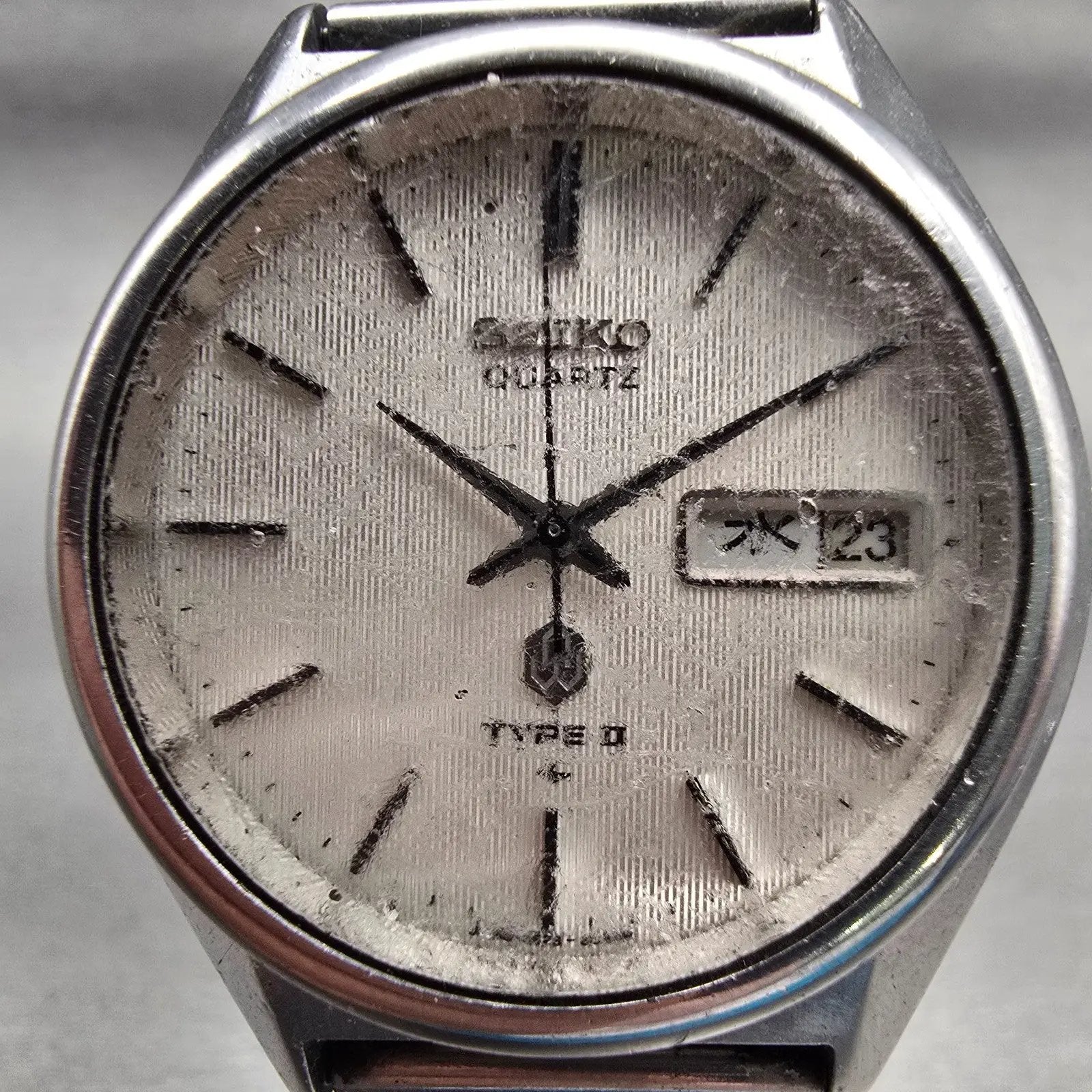 Seiko Type II Watch Men 36mm White Dial Silver Tone Daydate 4623-8020 New Batt1