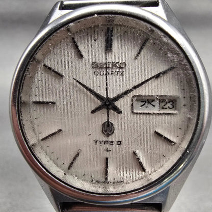 Seiko Type II Watch Men 36mm White Dial Silver Tone Daydate 4623-8020 New Batt1