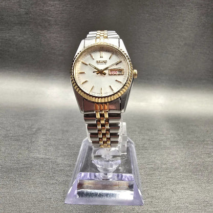 Seiko Watch Women 23mm Silver Dial Two Tone Daydate Round 7N83-0049 New Battery5